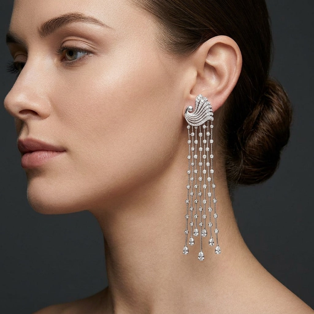 Costume Jhola Dool (E67-1245) in diamond, worn by a model – Anjali Jewellers
