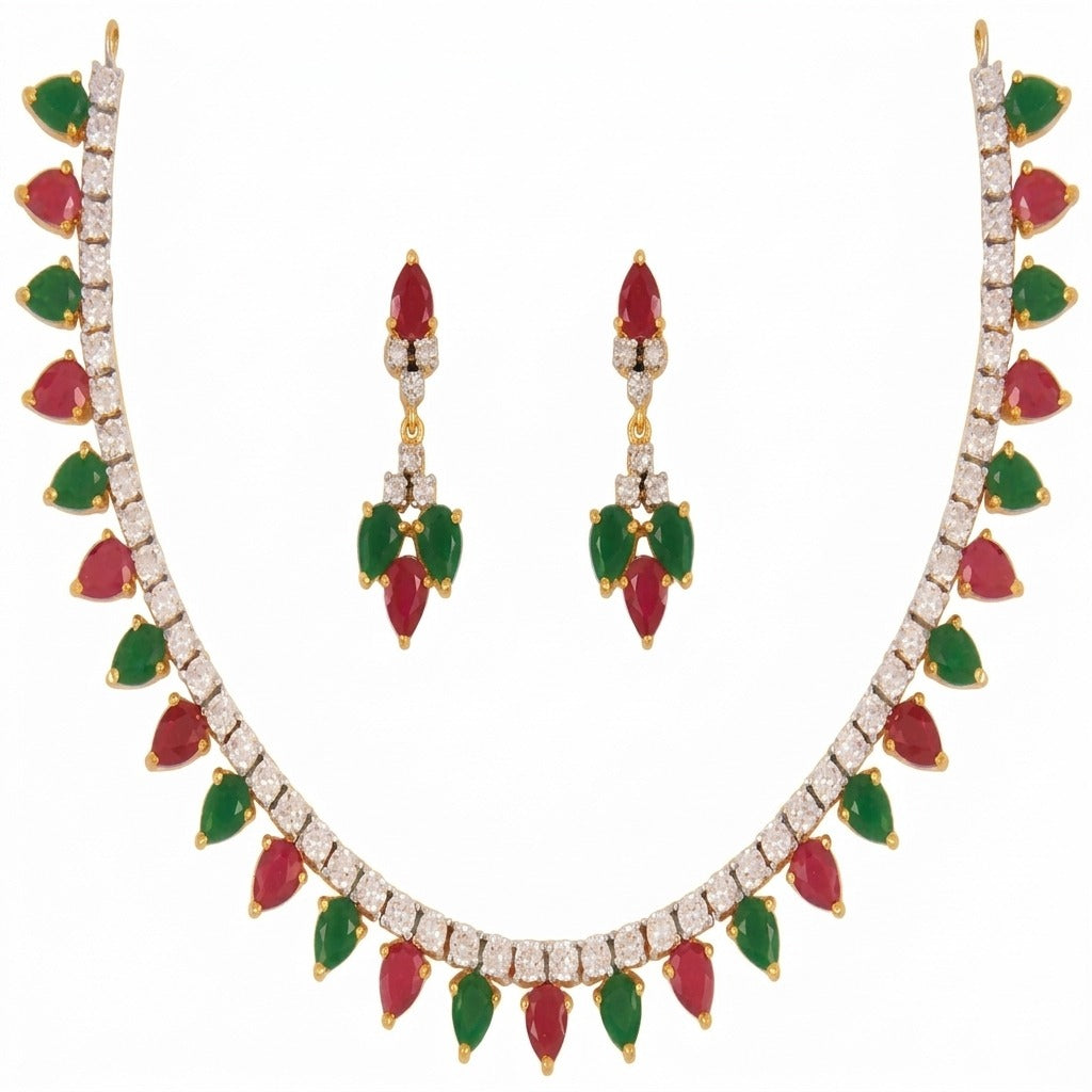 Costume Necklace Set (S72-0465), on a white background – Anjali Jewellers
