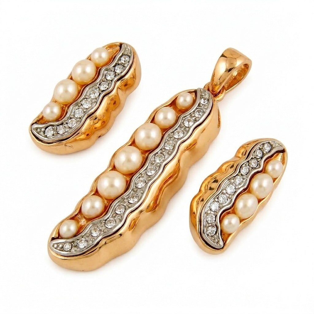 Costume Pendant Set (N64+E66-0345) in gold, studio product shot – Anjali Jewellers