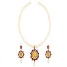 Costume Necklace Set (N64+E66-0699) in pearl, on a white background – Anjali Jewellers