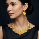 Costume Necklace Set (S72-01088) in gold, worn by a model – Anjali Jewellers