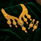 Costume Necklace Set (S72-0334) in gold, styled on velvet – Anjali Jewellers
