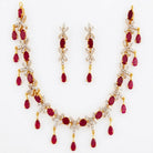 Costume Necklace Set (S72-0339) in ruby and gold, studio product shot – Anjali Jewellers