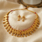 Costume Necklace Set (S72-0354) in gold, styled on silk fabric – Anjali Jewellers