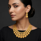 Costume Necklace Set (S72-0693) in gold, worn by a model – Anjali Jewellers