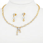 Costume Necklace Set (S72-1152) in gold, on a white background – Anjali Jewellers