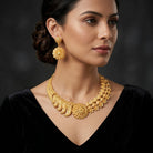 Costume Necklace Set (S72-1200) in gold, worn by a model – Anjali Jewellers