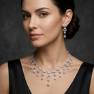 Costume Necklace Set (S72-1228) in diamond, worn by a model – Anjali Jewellers