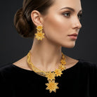 Costume Necklace Set (S72-1301) in gold, worn by a model – Anjali Jewellers
