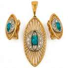 Costume Pendant Set (N64+E66-0340) in gold, on a white background – Anjali Jewellers
