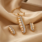 Costume Pendant Set (N64+E66-0345) in gold, studio product shot – Anjali Jewellers