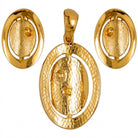 Costume Pendant Set (N64+E66-0347) in gold, on a white background – Anjali Jewellers