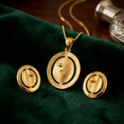 Costume Pendant Set (N64+E66-0347) in gold, styled on velvet – Anjali Jewellers