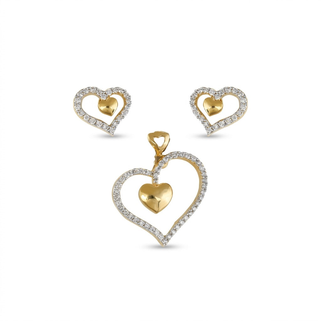 Costume Pendant Set (S72-1281) with heart design, studio product shot – Anjali Jewellers